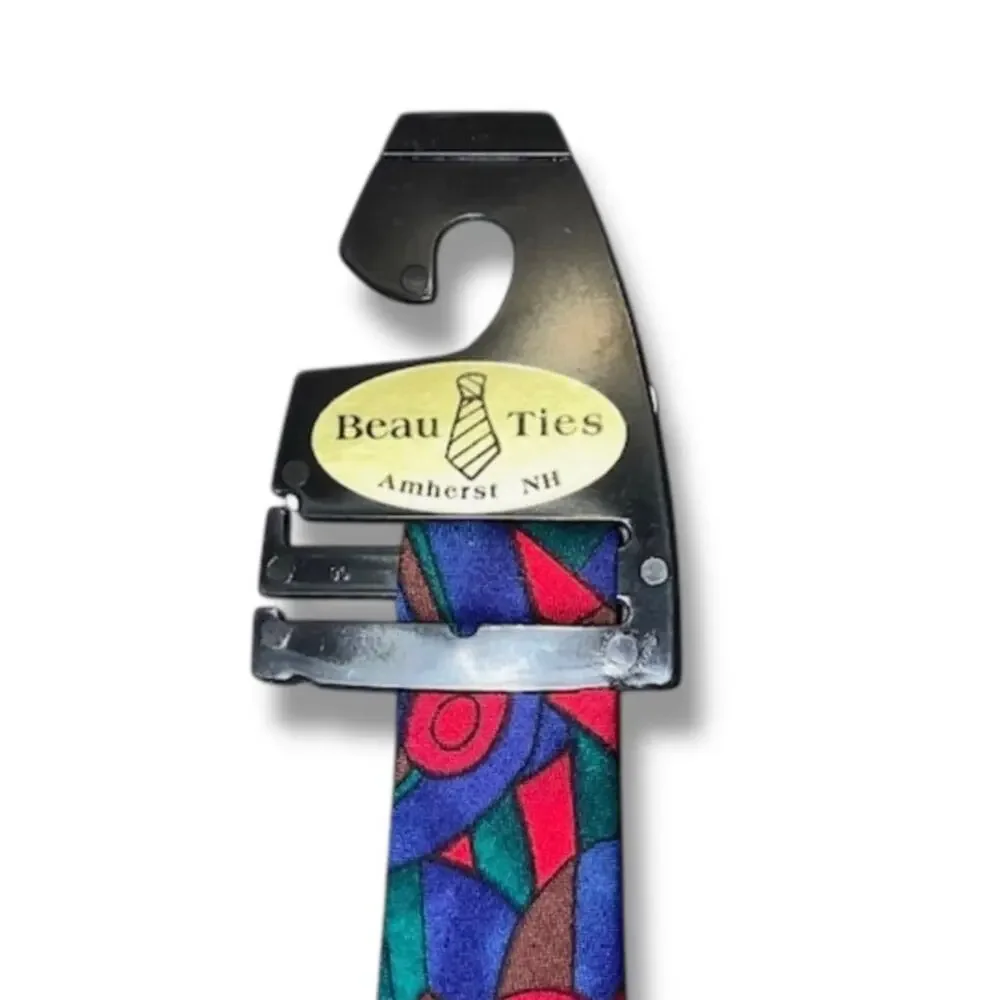 Beau Ties Amherst NH Boys Necktie Blue Red Geometric Silk Tie Ages 7-10 45
